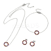 Ring 304 Stainless Steel Colorful Rhinestone Pendant Necklaces & Bracelets & Stud Earrings Sets for Women SJEW-C004-09P-02-1