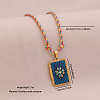 304 Stainless Steel Enamel Rectangle Medal with Clover Pendnat Necklaces FS-WGFFC06-05-1
