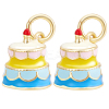 6Pcs Real 18K Gold Plated Brass Enamel Pendants KK-BBC0015-31-1