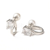 Glass Rectangle Hoop Earrings with ABS Pearl Beaded EJEW-C024-01P-06-1