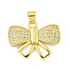 Bowknot Rack Plating Brass Clear Cubic Zirconia Pendants KK-Z053-14G-02-1