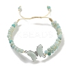 Natural Flower Amazonite Braided Round Bead Bracelets BJEW-K251-06H-2