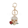 Skull with Rose Alloy Rhinestone Pendant Decoration Keychains KEYC-B019-02-1