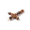Natural Tiger Eye Faceted Round Copper Wire Wrapped Pendants PALLOY-JF02011-04-3