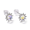 Anti-Tarnish Rhodium Plated 925 Sterling Silver Sunflower Stud Earring Findings LS-EJEW-M202-03P-1