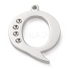 Tarnish Resistant 304 Stainless Steel Letter Pendant Rhinestone Settings STAS-J028-01Q-1