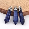 Dyed Bullet Natural Lapis Lazuli Pointed Pendants G-E332-C04-1