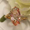 Leaf & Dragonfly Brass Glass Finger Rings FS-WGB6037-05-2