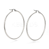 Tarnish Resistant 201 Stainless Steel Hoop Earrings X-MAK-R018-50mm-S-1