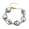 Natural Abalone Shell/Paua Shell Teardrop Link Chain Bracelets for Women BJEW-F512-01G-4