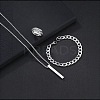Alloy Cuboid Pendant Necklaces & Curb Chain Bracelets & Rings Sets FS-WG20982-02-1