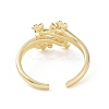 Clear Cubic Zirconia Clover & Leaf Open Cuff Ring RJEW-E072-07G-3