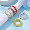 Faceted Rondelle Glass Beaded Stretch Rings for Women RJEW-JR00824-1