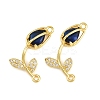 Rack Plating Brass Micro Pave Clear Cubic Zirconia Flower Connertor Charms KK-Z043-03K-1