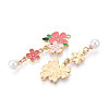 Alloy Enamel and ABS Imitation Pearl Pendants ENAM-T022-49KCG-2