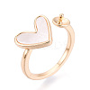Heart Brass Shell Cuff Ring Settings KK-T076-74G-1