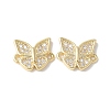 Brass Micro Pave Clear Cubic Zirconia Butterfly Connector Charms KK-Q031-04G-1