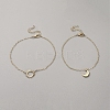 Brass Moon Sun Charm Couple Anklets Sets AJEW-WH0248-866-1
