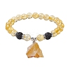 Natural Yellow Quartz Beaded Stretch Bracelets BJEW-JB10070-04-1