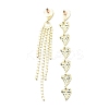 Crystal Rhinestone Heart Tassel Asymmetrical Earrings with 925 Sterling Silver Pins EJEW-C037-05LG-2