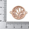 Rack Plating Brass Micro Pave Clear Cubic Zirconia Flat Round with Tree Connector Charms KK-A234-034RG-3