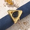 Triangle 304 Stainless Steel Rhinestone Open Cuff Rings for Women LS-RJEW-M048-03P-1