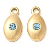 304 Stainless Steel with Rhinestone Charms STAS-Q345-15G-03-1