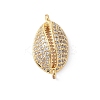 Brass Micro Pave Clear Cubic Zirconia Shell Shaped Links Connector Charms KK-K399-03B-G-1