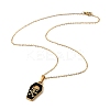 Halloween Theme 304 Stainless Steel Black Enamel Coffin with Skull Pendant Necklaces for Men NJEW-Z090-01G-2