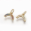 Brass Cubic Zirconia Charms ZIRC-E162-14G-1