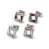 Rhombus 304 Stainless Steel Stud Enamel Earrings EJEW-A081-19P-1
