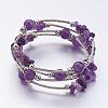 Four Loops Wrap Amethyst Beads Bracelets BJEW-JB02590-05-1