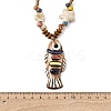 Ceramic Fish Pendant Adjustable Waxed Cord Necklaces for Women LS-NJEW-B146-01-5