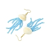 Natural Clam Shell Imitation Pearl Dangle Earrings EJEW-MZ00231-02-4