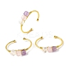 Natural Rose Quartz & Amethyst & Crystal Quartz Beads Cuff Bangles for Women BJEW-Q035-01G-03-2