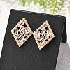 Rhombus Brass Micro Pave Clear Cubic Zirconia Stud Earrings for Women EJEW-G428-05G-2