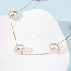 Acrylic Imitation Pearl Oval 304 Stainless Steel Link Chain Necklaces for Women NJEW-F354-02G-3