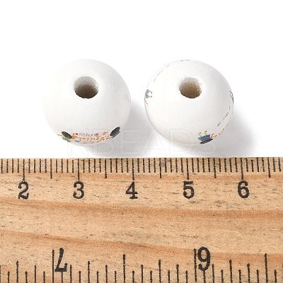 Mother's Day Theme Printed Wood European Beads WOOD-F016-04-1