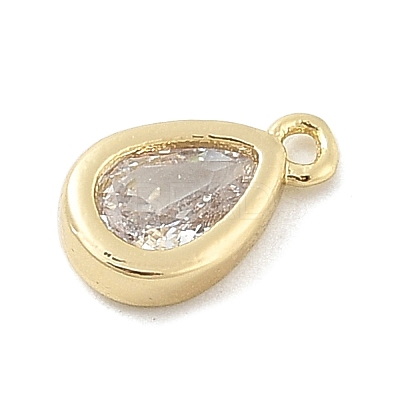 Brass Micro Pave Clear Cubic Zirconia Charms LS-KK-B130-02G-06-1