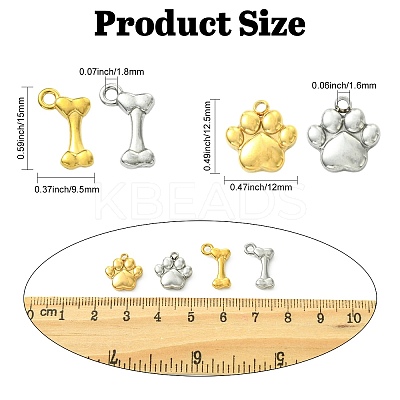12Pcs 4 Styles 304 Stainless Steel Pendants STAS-CJ0003-19-1