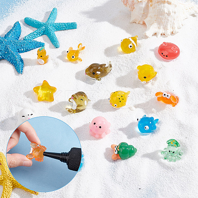 51Pcs 17 Styles Marine Animal Theme Resin Display Decorations CRES-GA0001-12-1