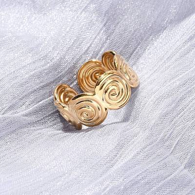 304 Stainless Steel Open Cuff Rings for Women RJEW-K309-26G-1