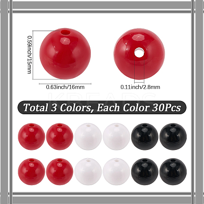 90Pcs 3 Colors Opaque Acrylic Beads MACR-SP0001-63-1