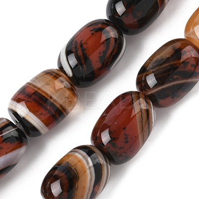 Natural Banded Agate/Striped Agate(Dyed & Heated) Beads Strands G-H324-01D-1