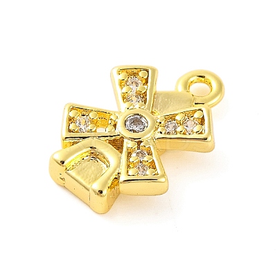 Brass Pave Clear Cubic Zirconia Charms KK-Z051-01G-02-1