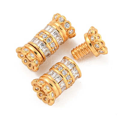 925 Sterling Silver Micro Pave Cubic Zirconia Screw Clasps STER-U001-05A-G-1