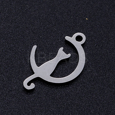 Non-Tarnish 201 Stainless Steel Kitten Pendants STAS-Q201-JN272-1-1