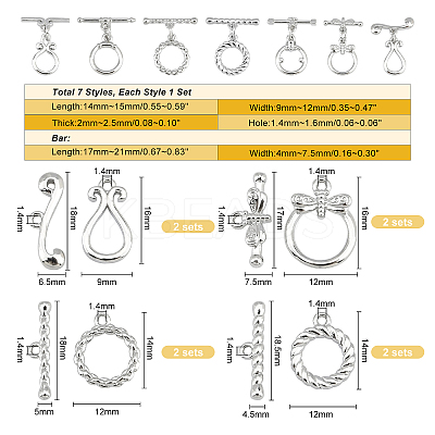 8 Set Brass Toggle Clasps KK-PH0001-89-1