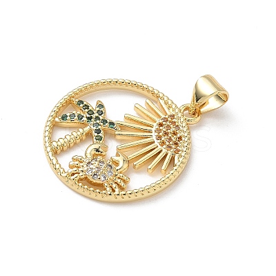 Brass Micro Pave Cubic Zirconia Pendants KK-S337-08G-G-1