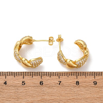 Brass Micro Pave Clear Cubic Zirconia Stud Earrings EJEW-D322-07G-01-1
